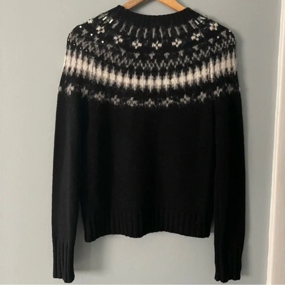 J. Crew Black and White Nordic Yoke Sweater